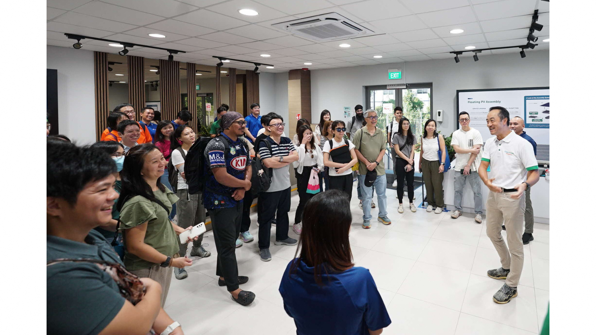 Participants being breifed by SMS Koh Poon Koon at the Tengeh solar farm