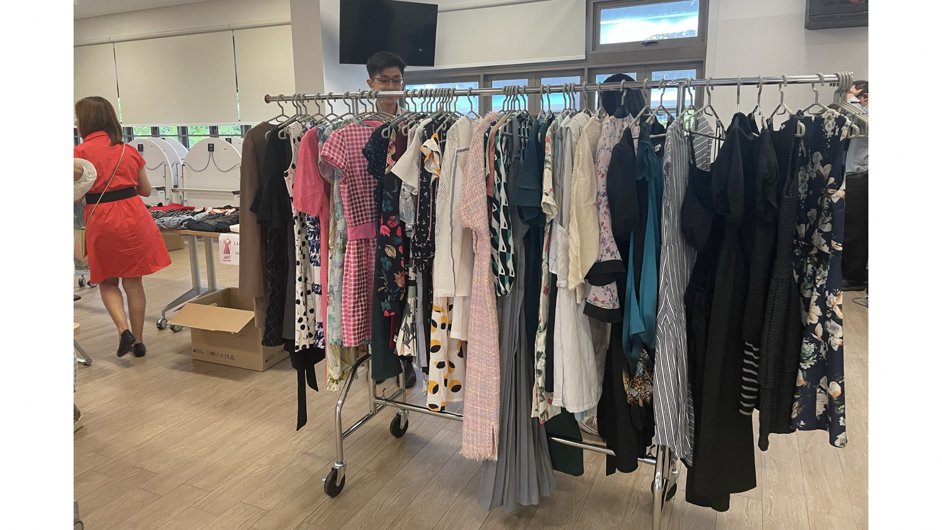 array of clothes on hangers